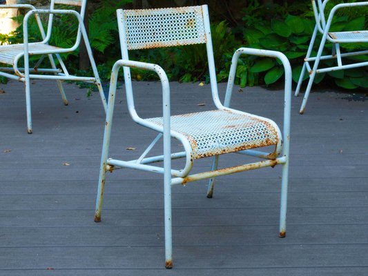 Vintage Perforated Steel Garden Chairs, Set of 3 for sale at Pamono