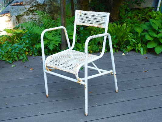 Vintage Perforated Steel Garden Chairs, Vintage Steel Outdoor Chairs