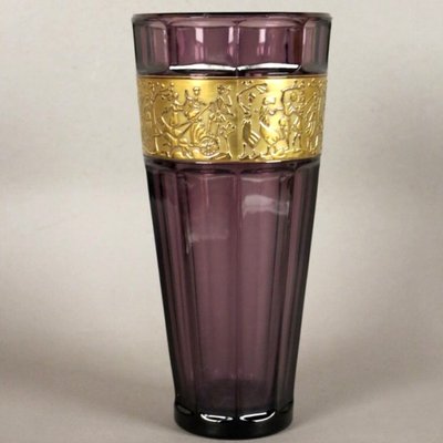 Art Nouveau Violet Glass Vase By Ludwig Moser For Moser Glassworks