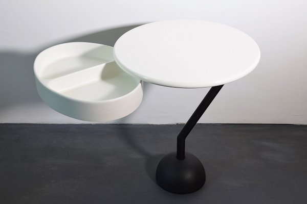 Italian Postmodern White Lacquered Side, Lacquer Side Table With Drawer