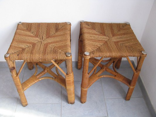Bambus Sisal Stools 1960s Set Of 2 For Sale At Pamono