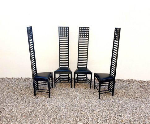 Sedia Hill House 1 Mid Century Moderna Di Charles Rennie Mackintosh Per Cassina Italia 1973 Set Di 4 In Vendita Su Pamono