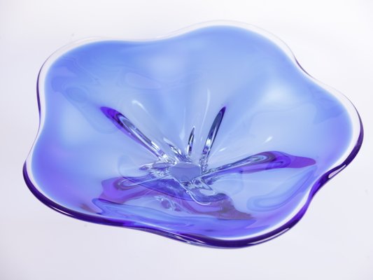 Large Bohemian Blue Art Glass Bowl From Borocrystal 1950s For Sale At Pamono