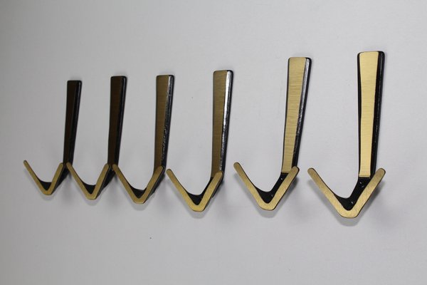 Art Nouveau Solid Brass Wall Hooks, Set of 3 for sale at Pamono