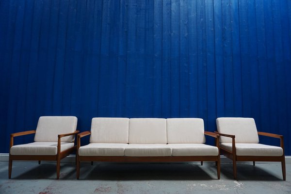 Mid Century Danish Living Room Set With 2 Armchairs 3 Seater Mid Century Danish Living Room Set With