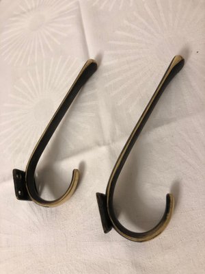 Vintage Brass Coat Hooks , Set of Brass Hooks for wall