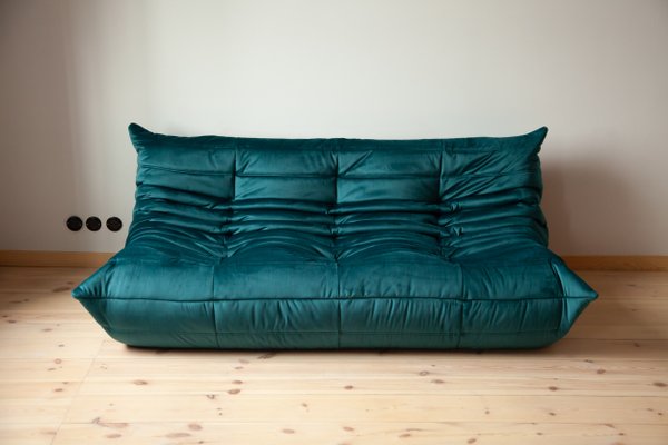 Divano A Tre Posti In Velluto Verde Acqua Di Michel Ducaroy Per Ligne Roset Anni 70 In Vendita Su Pamono
