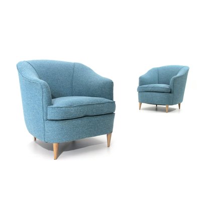 Azurblaue Italienische Mid Century Sessel 2er Set Bei Pamono Kaufen