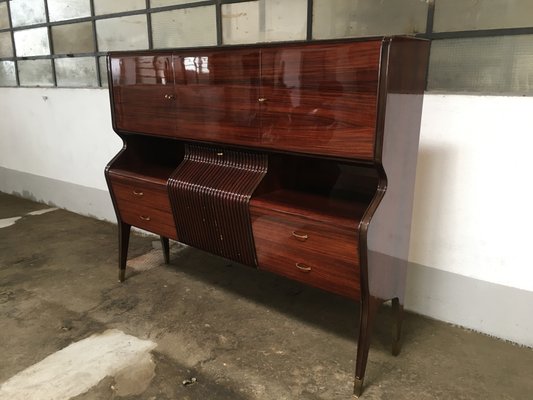 Mid Century Italian Mahogany Rosewood Cabinet With Dry Bar By