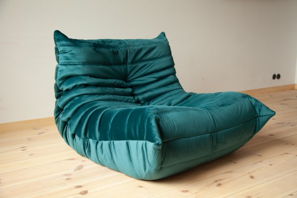 Teal Velvet Togo Lounge Chair By Michel Ducaroy For Ligne Roset 1970s For Sale At Pamono