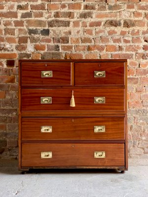 19th Century Teak Military Campaign Chest Of Drawers For Sale At