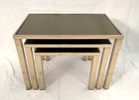 Vintage 23 Karat Gold Plated Nesting Tables From Belgo Chrom For
