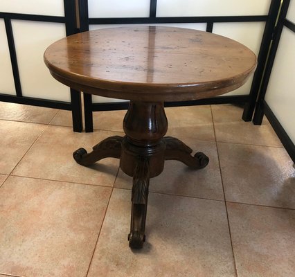 Runder Vintage Couchtisch Aus Nussholz