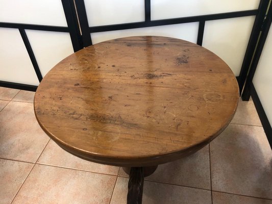 Runder Vintage Couchtisch Aus Nussholz