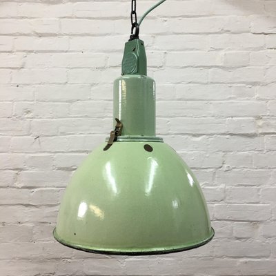 Green enamel pendant light