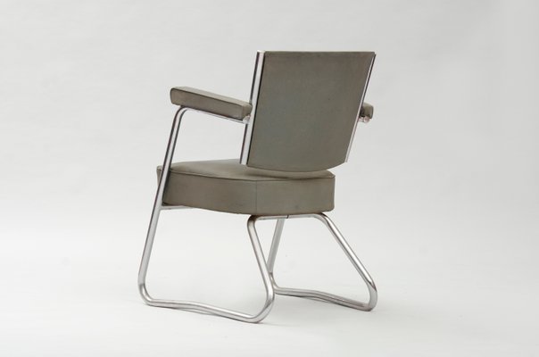 Vintage Bauhaus Tubular Chromed Steel Vinyl Desk Chair For Sale At Pamono