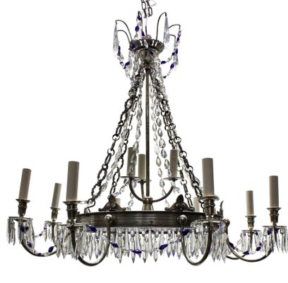 Russian Blue Gl Silver Plated Chandelier 1890s For At Pamono Russian Blue Gl Silver Plated Chandelier 1890s 1