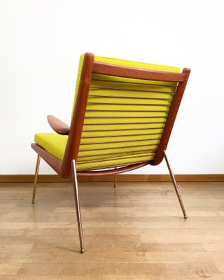 Danish Teak Brass Boomerang Lounge Chair By Peter Hvidt Orla Molgaard Nielsen 1950s