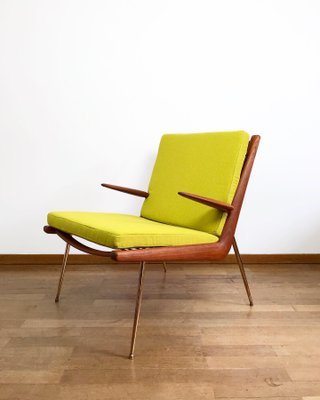 Danish Teak Brass Boomerang Lounge Chair By Peter Hvidt Orla Molgaard Nielsen 1950s