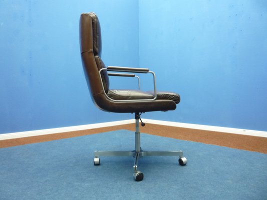 Mid Century French Leather Stainless Steel Desk Chair 1960s For Leather Stainless Steel Desk Chair