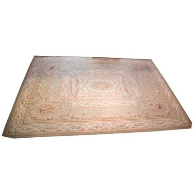 19th Century Napoleon Iii Floral Pink Green Hand Knotted Aubusson Carpet For Sale At Pamono