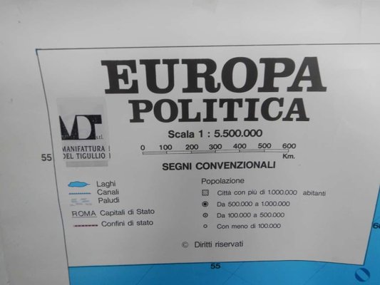 Carta Geografica Dell Europa Di Maniffatura Del Tiguglio Anni 80 In Vendita Su Pamono Carta Geografica Europa Anni 80