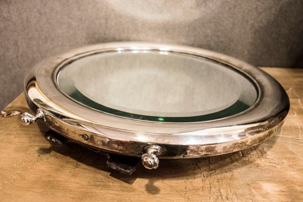 Vintage Round Silver Dressing Table Mirror With Legs For Sale At