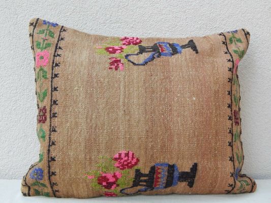 Pink Aubusson Kilim Cushion Cover From Vintage Pillow Store