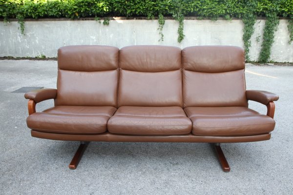 Leather Steel Wood Sofa 1950s