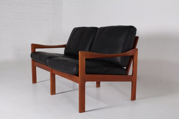 Danish Leather & Teak Sofa by Illum Wikkelsø for Niels Eilersen, 1960s Danish Leather & Teak Sofa by Illum Wikkelsø for Niels Eilersen, 1960s