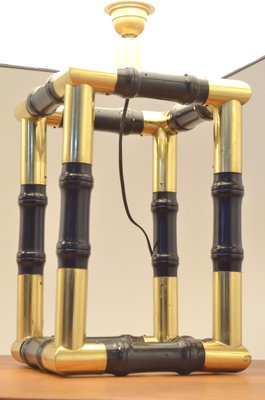 Mid-Century French Brass & Ebonized Steel Floor Lamp Mid-Century French Brass & Ebonized Steel Floor Lamp