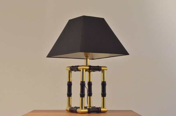 Mid-Century French Brass & Ebonized Steel Floor Lamp Mid-Century French Brass & Ebonized Steel Floor Lamp