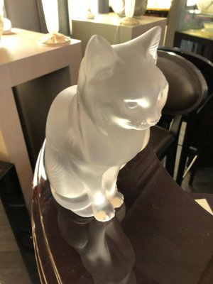 Sitting Cat Glass Sculpture From Lalique 1960s For Sale At Pamono