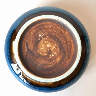 Small Mid Century Swedish Blue Ceramic Bowl by Carl Harry Stålhane for Rörstrand Small Mid Century Swedish Blue Ceramic Bowl by Carl Harry Stålhane for Rörstrand