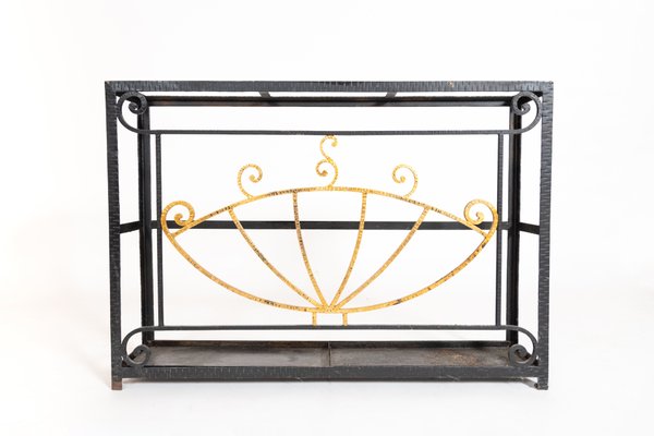 Porte Parapluies En Fer Forge Noir Et Dore 1920s En Vente Sur Pamono