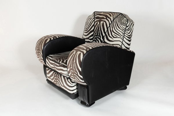 Lounge Chairs With Zebra Print Fabric 1930s Set Of 2 For Sale At