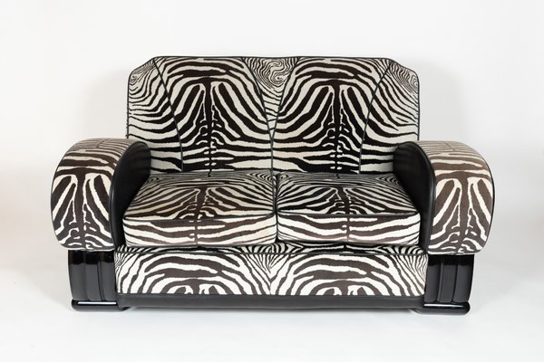 Sofa Mit Stoff In Zebramuster 1930er