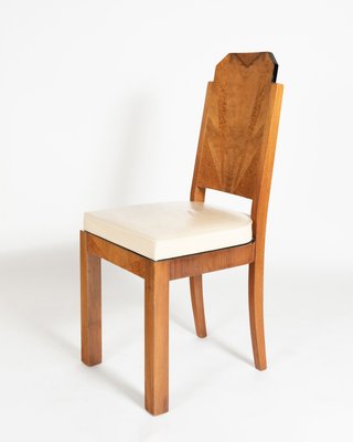 Walnut Amboyna Dining Chairs With White Leather Cushions 1930s Set Of 6 For Sale At Pamono