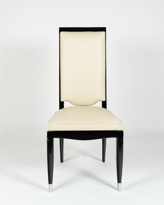 Black White Highback Dining Chairs with Metal 1930s Set of 6