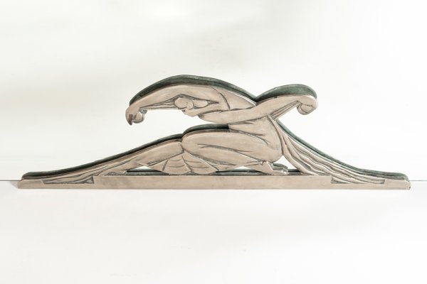 Grosser Angeschragter Spiegel Mit Dekor Aus Bronze 1930er Bei