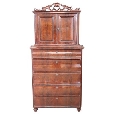 Antique Mahogany Tall Chest Of Drawers 1850s For Sale At Pamono