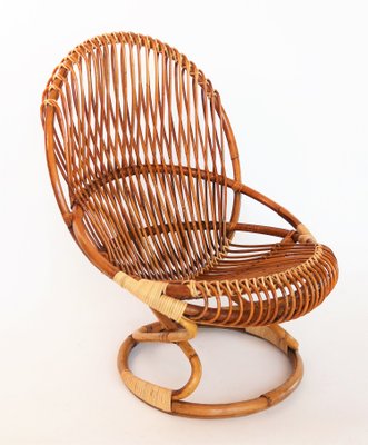 Mid Century Italian Bamboo Wicker Chair 1950s