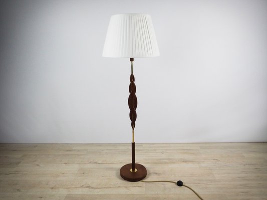 teak floor lamp mid century