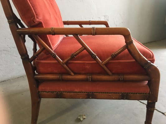 Mid-Century Sitzgarnitur aus Bambus & Samt, 2er Set bei Pamono kaufen
