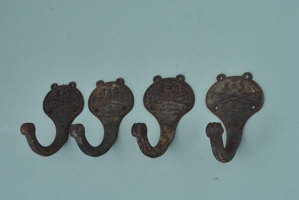 Antique Cast Iron Miners Coat Hooks Set Of 4 For Sale At Pamono