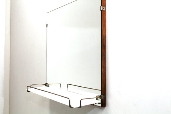 Mid Century Mirror With Shelf From Lachmayr 1950s