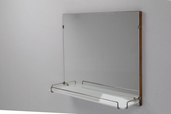 Mid Century Mirror With Shelf From Lachmayr 1950s