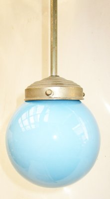 Antique Brass Opaline Glass Ceiling Lamp