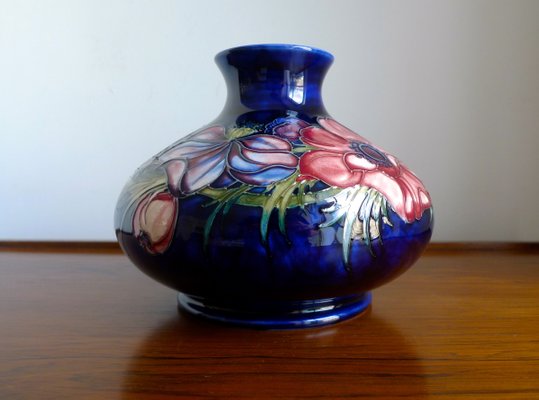 Large Cobalt Anemone Pattern Vase By Walter Moorcroft For