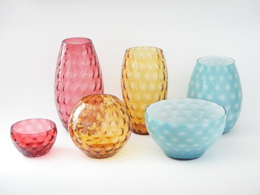 Colored Glass Vase Bowl Set By Max Kannegiesser For Egermann
